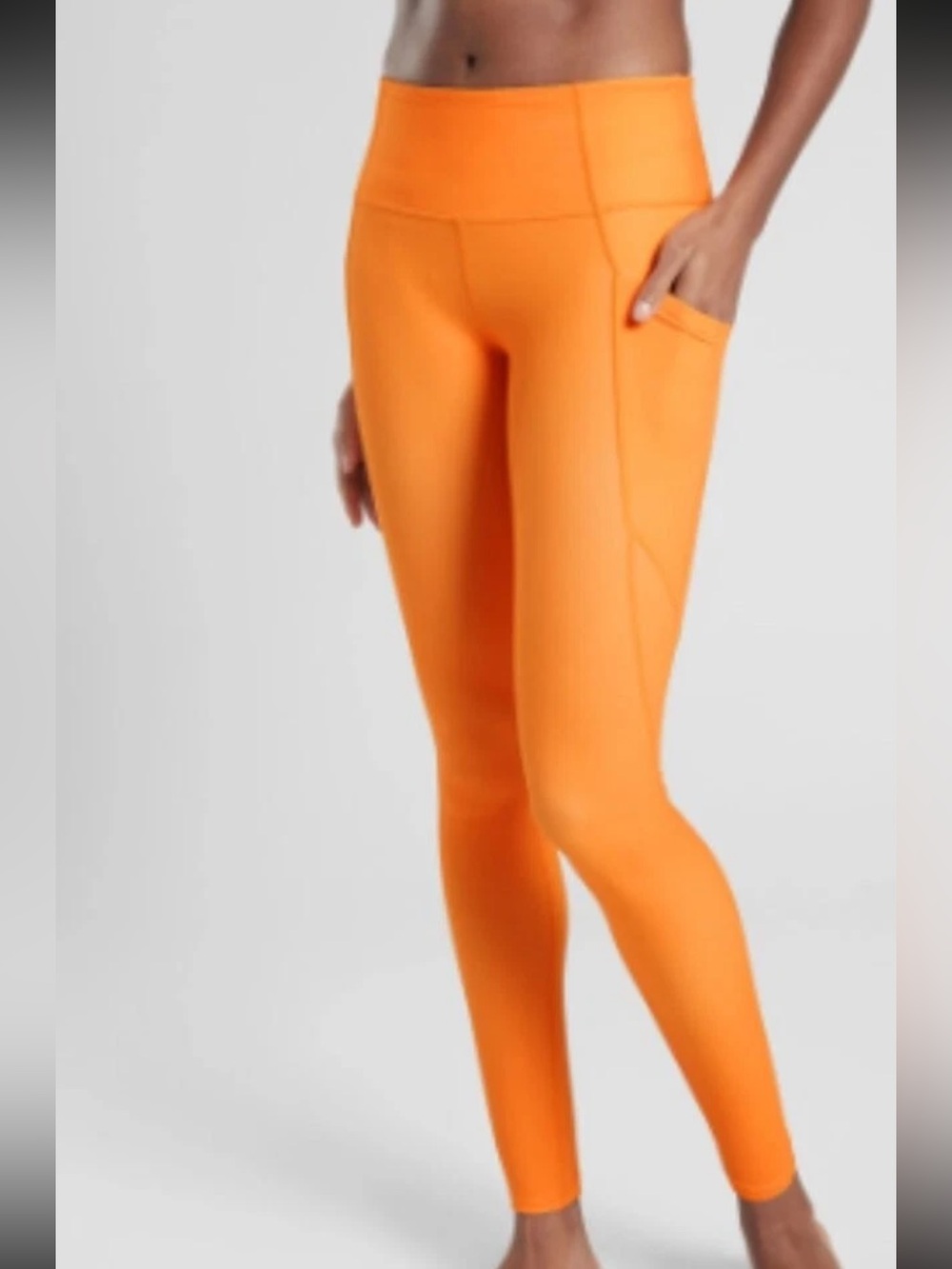 Athleta High-Rise Orange Performance Leggings with Side Pocket